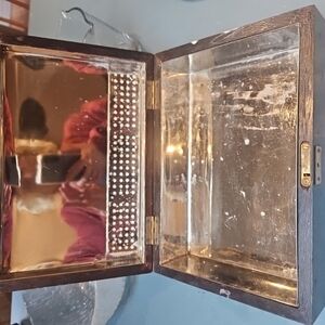 Vintage Wooden Jewelry Box with Mirror